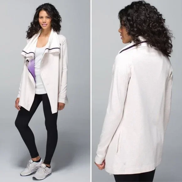 Lululemon Savasana Wrap Sweater Coal Strata Stripe - Picture 2 of 16